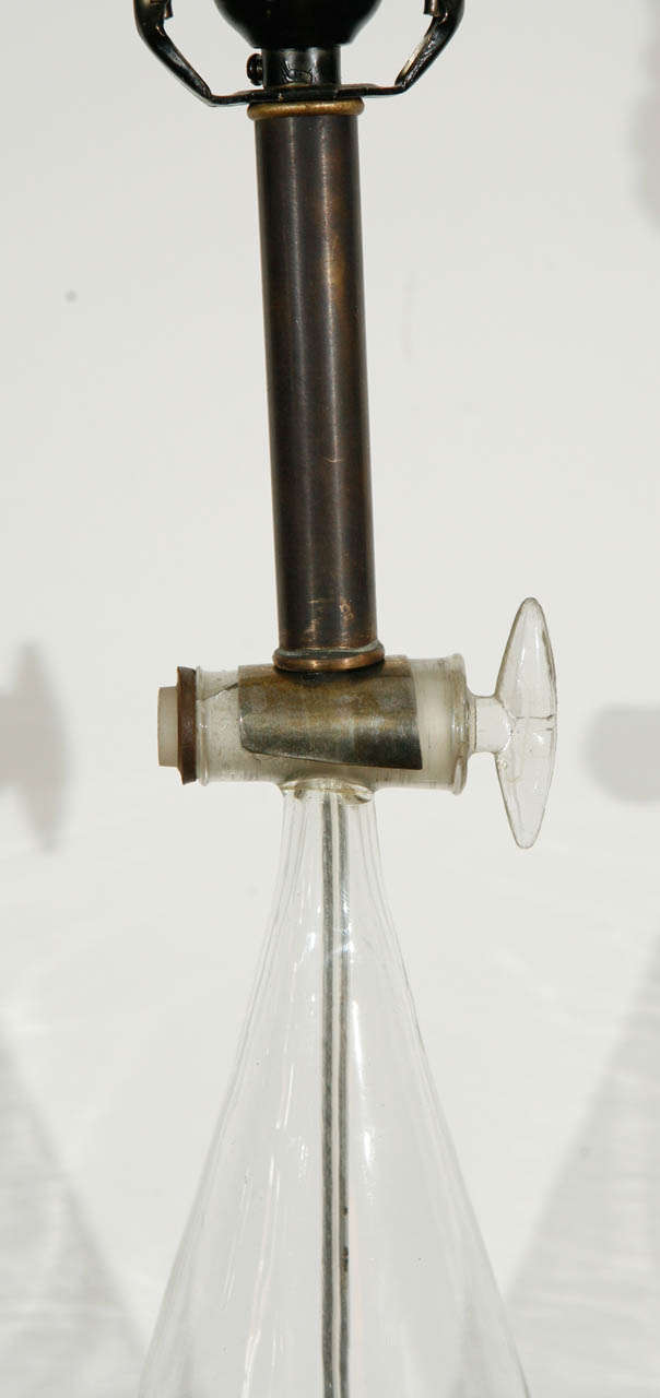 Blown Glass Siphon as Lamp with a Custom Shade, circa 1900 In Good Condition In Los Angeles, CA