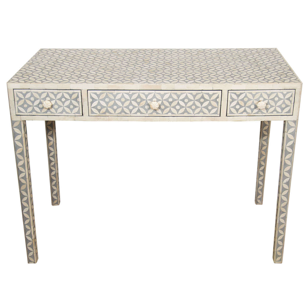 Indian Grey and White Inlaid Bone Desk