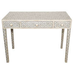 Indian Grey and White Inlaid Bone Desk