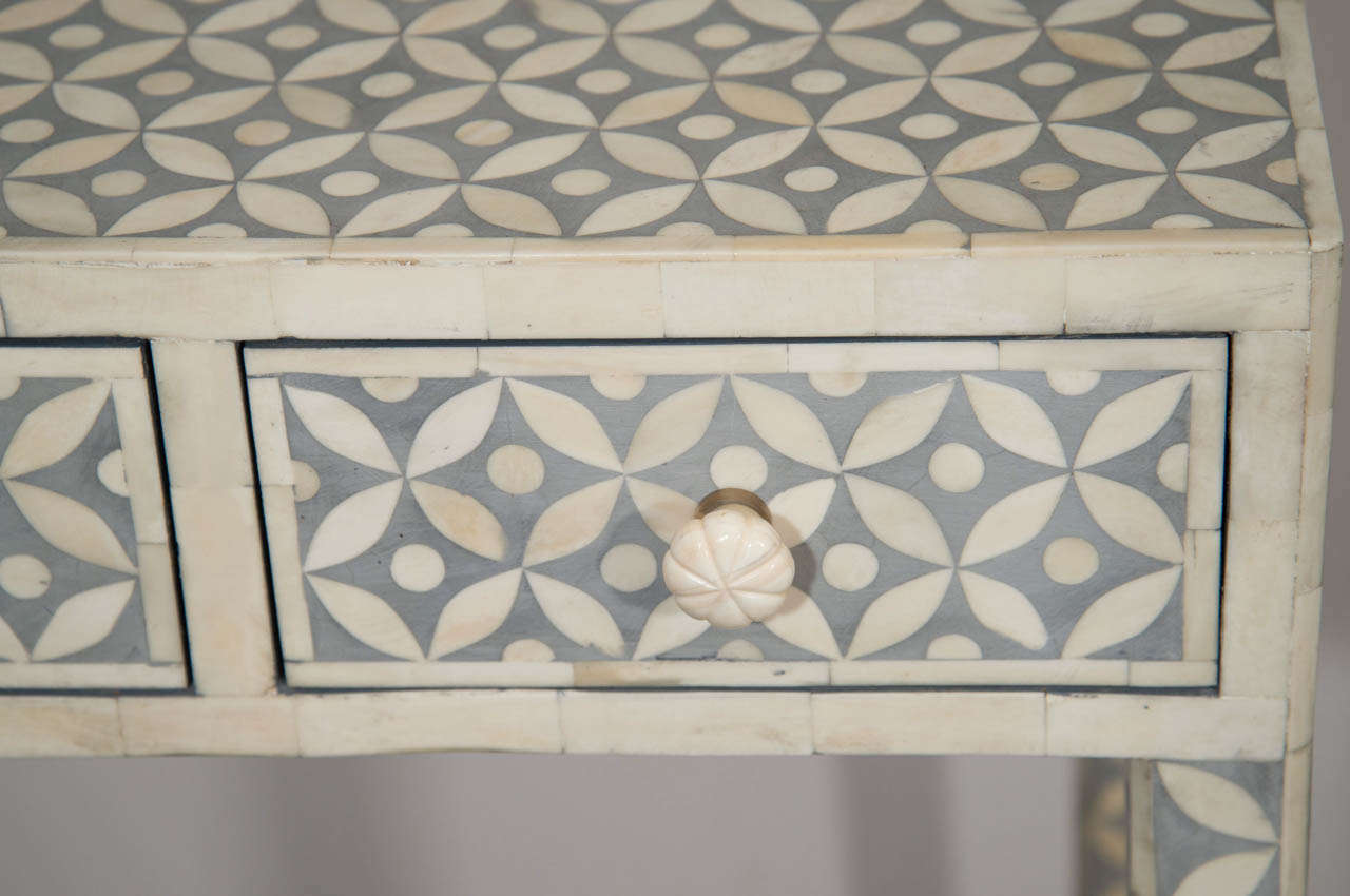 Indian Grey and White Inlaid Bone Desk 2