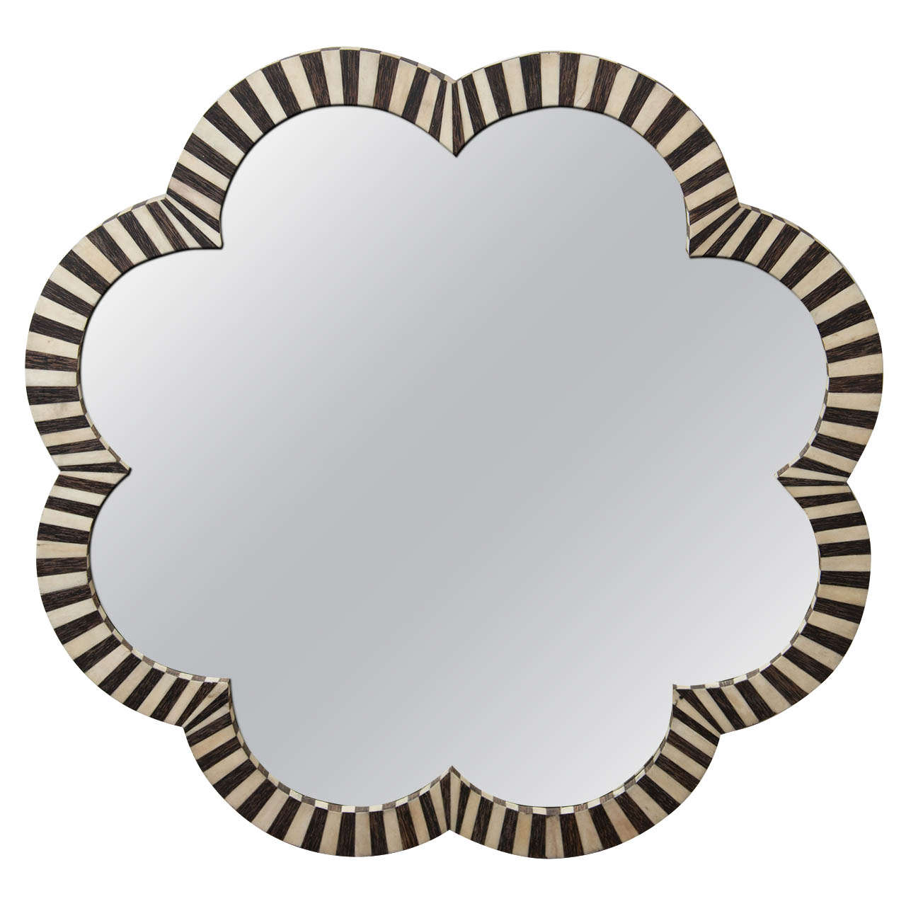 Indian Bone and Wood  Inlay Clover Leaf Mirror