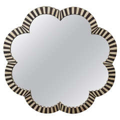 Indian Bone and Wood  Inlay Clover Leaf Mirror