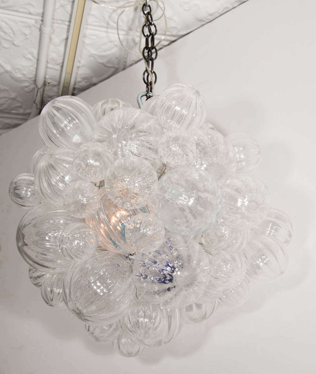 Small Glass Bubble Chandelier with Clear Handblown Bubbles