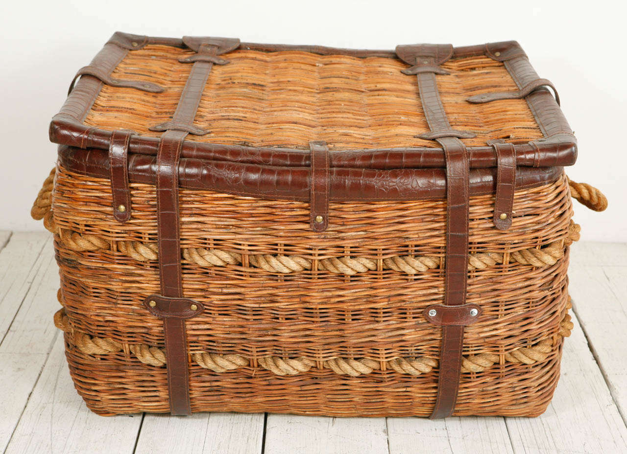 20th Century Wicker, Leather, and Rope Stiles Brothers Gondola Baskets