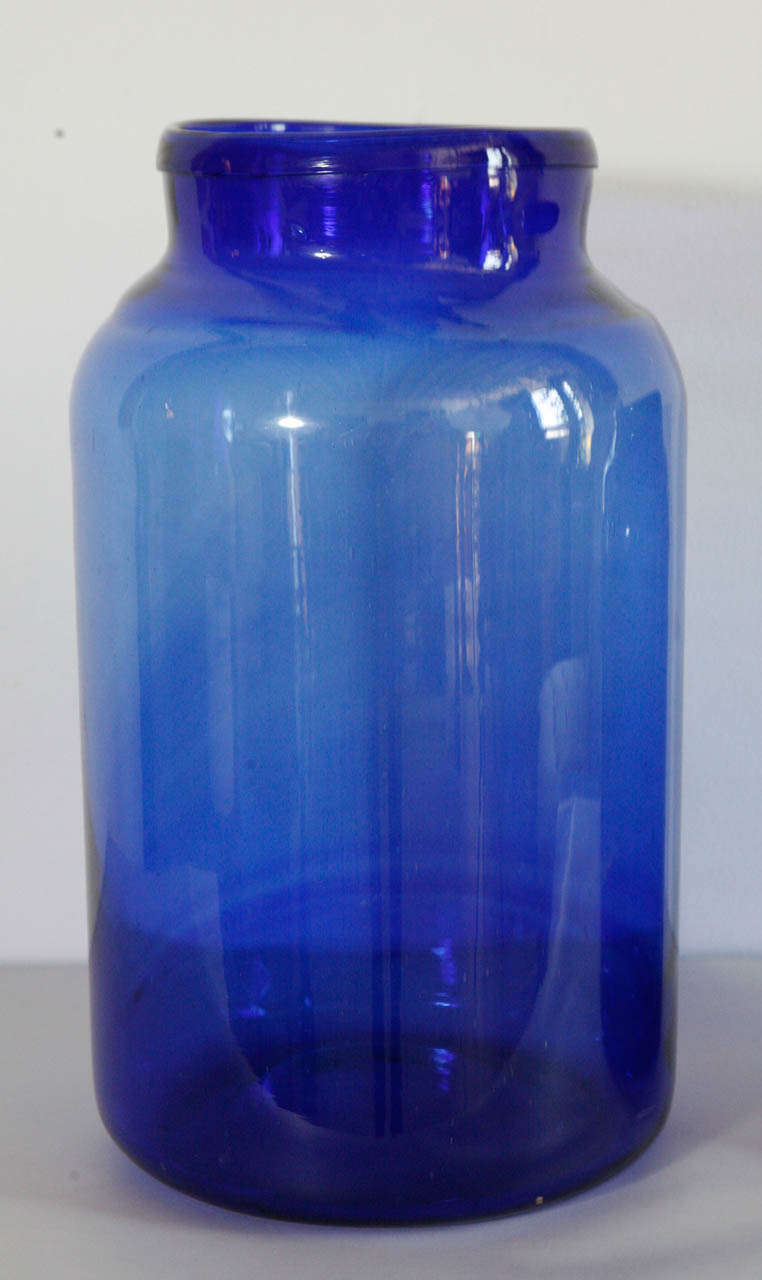 Rustic Italian Hand Blown Glass Jars  Cobalt