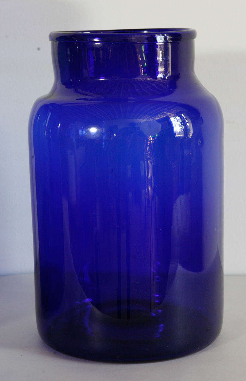 Italian Hand Blown Glass Jars  Cobalt In Excellent Condition In Los Angeles, CA
