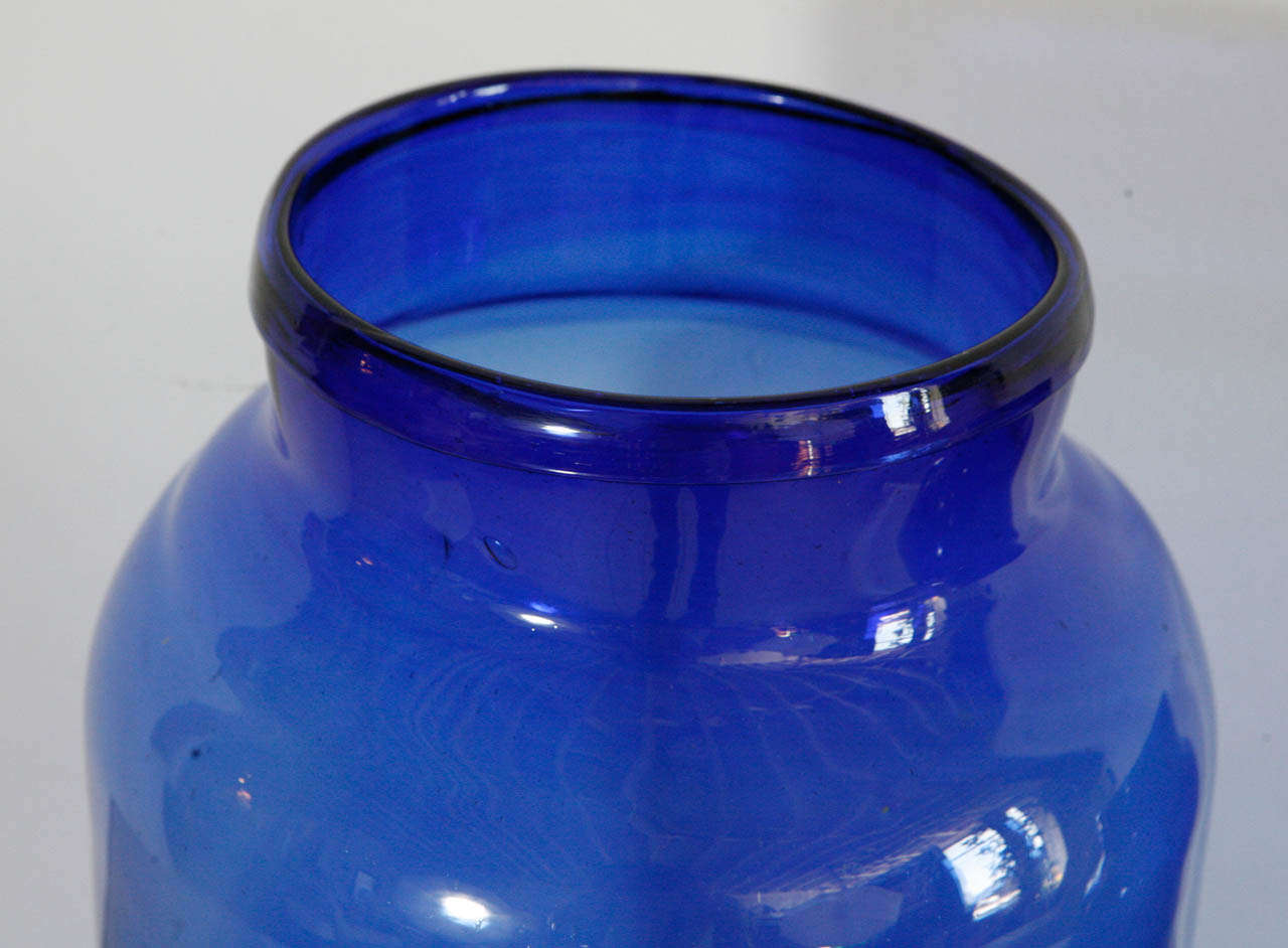 Mid-20th Century Italian Hand Blown Glass Jars  Cobalt