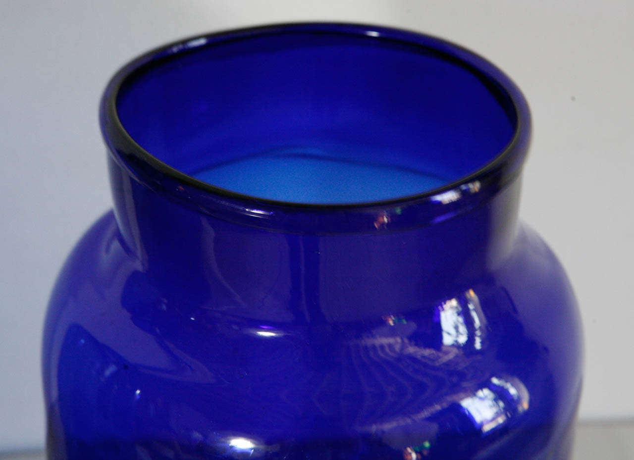 Italian Hand Blown Glass Jars  Cobalt 1