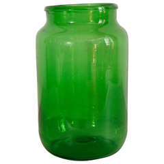 Italian Hand Blown Glass Jars  Green