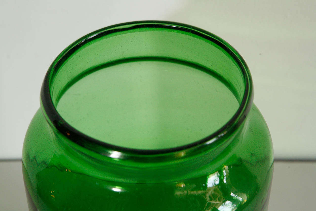 Mid-20th Century Italian Hand Blown Glass Jars  Green