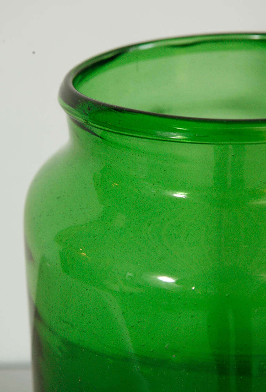 Italian Hand Blown Glass Jars  Green 1