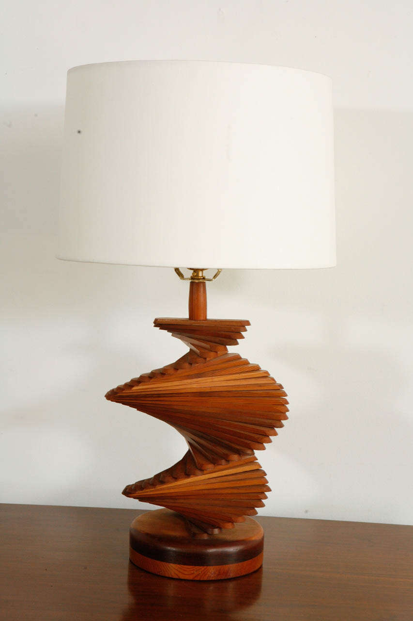 Stair-stacked helix table lamp. Shade sold separately.