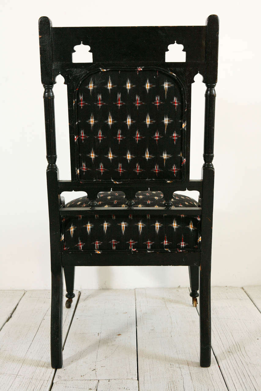 Ebonized Venetian Style Chair in Vintage Ikat Fabric 3