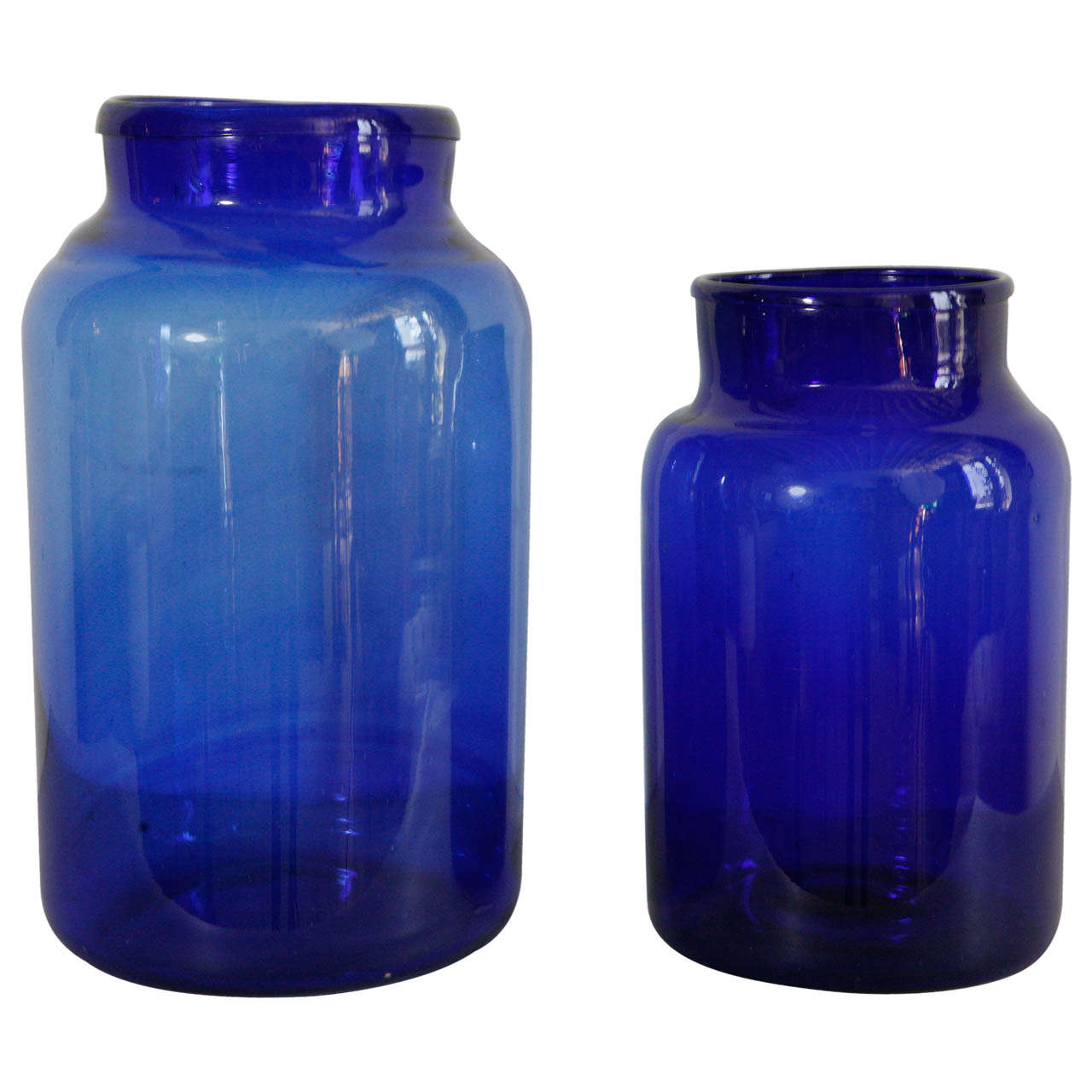 Italian Hand Blown Glass Jars Cobalt at 1stDibs