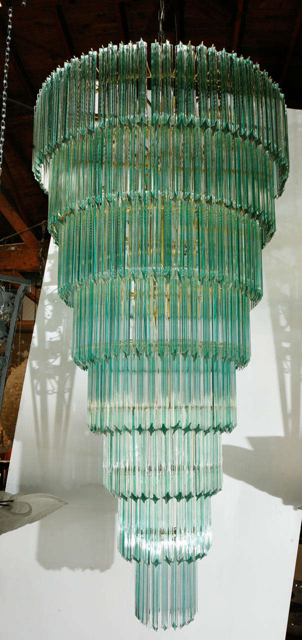 Monumental Venini Aquamarine Cascade Chandelier 
Already rewired for U.S., 15 lights

Purchased from the President's Hotel (opened in 1960 and closed fall, 2013) in Brescia, Northern Italy.