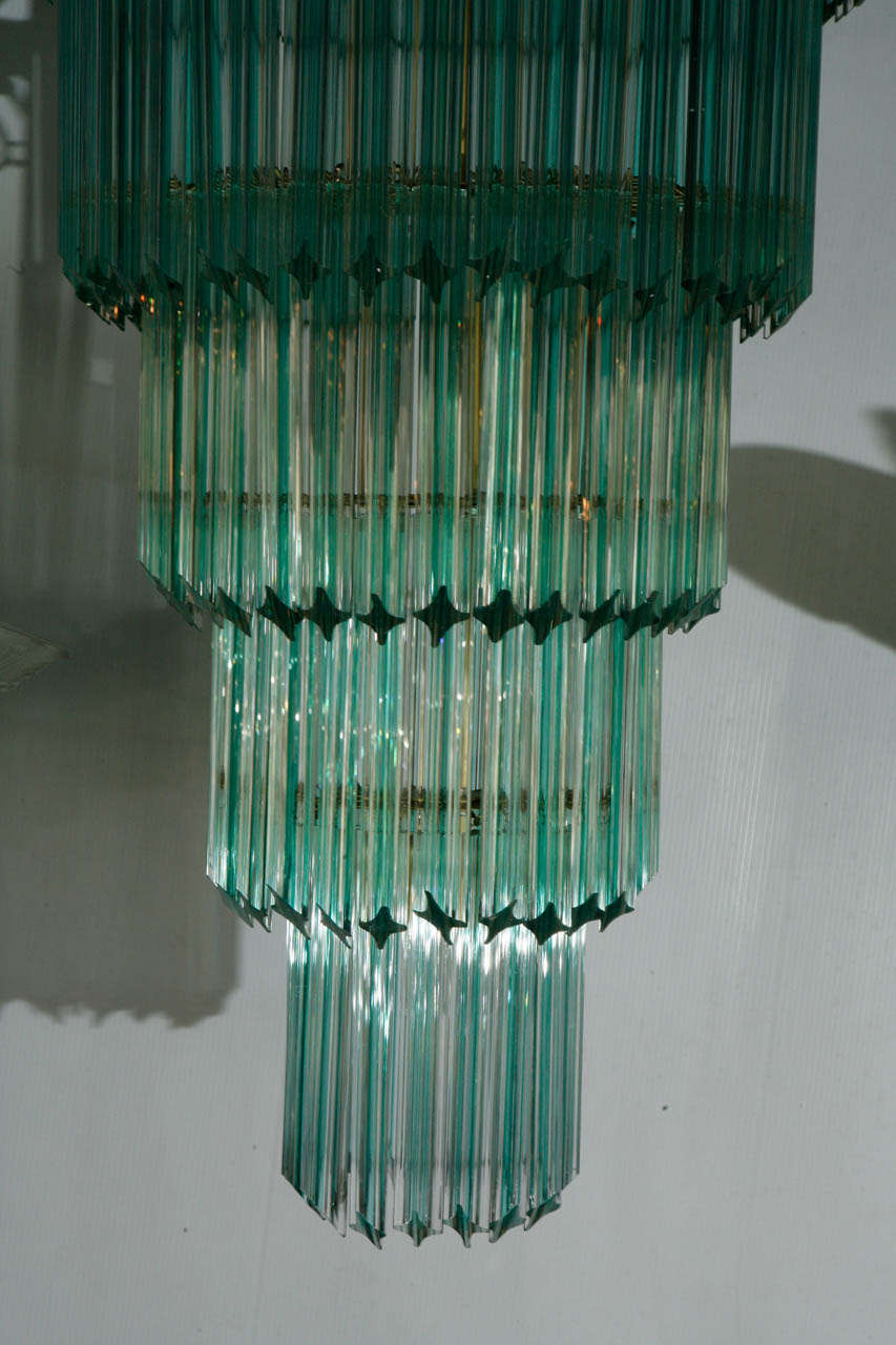 Murano Glass Monumental Venini Aquamarine Cascade Chandelier