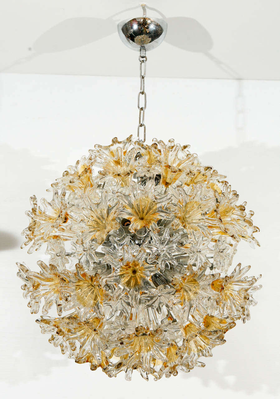 Authentic Venini Esprit Chandelier.  Already rewired for U.S., 25 lights the measurements below are for the chandelier itself. It does not include chain or canopy (which can be provided free of charge upon request).  Each piece of glass is hand made