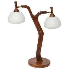 Strong Statement, Dramatic  Rare Scandinavian Wooden Table Lamp