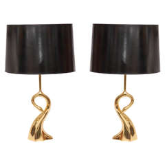 Table Lamps, Brass, Pair