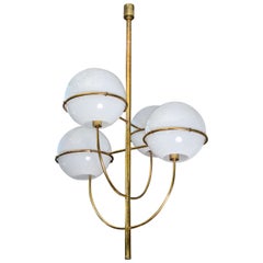 Brass and Glass Chandelier in the Style of Vico Magistretti