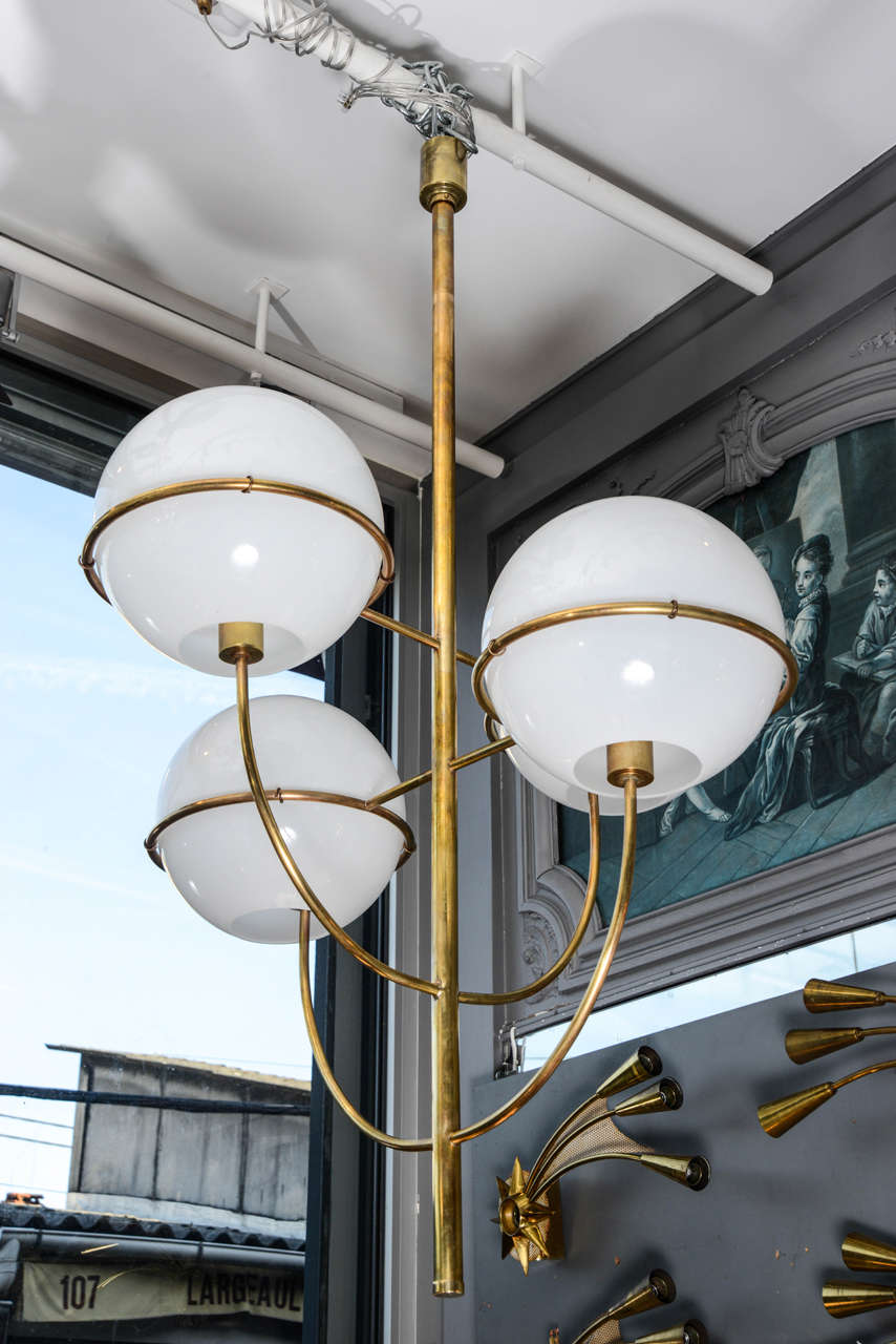 Late 20th Century Brass and Glass Chandelier in the Style of Vico Magistretti