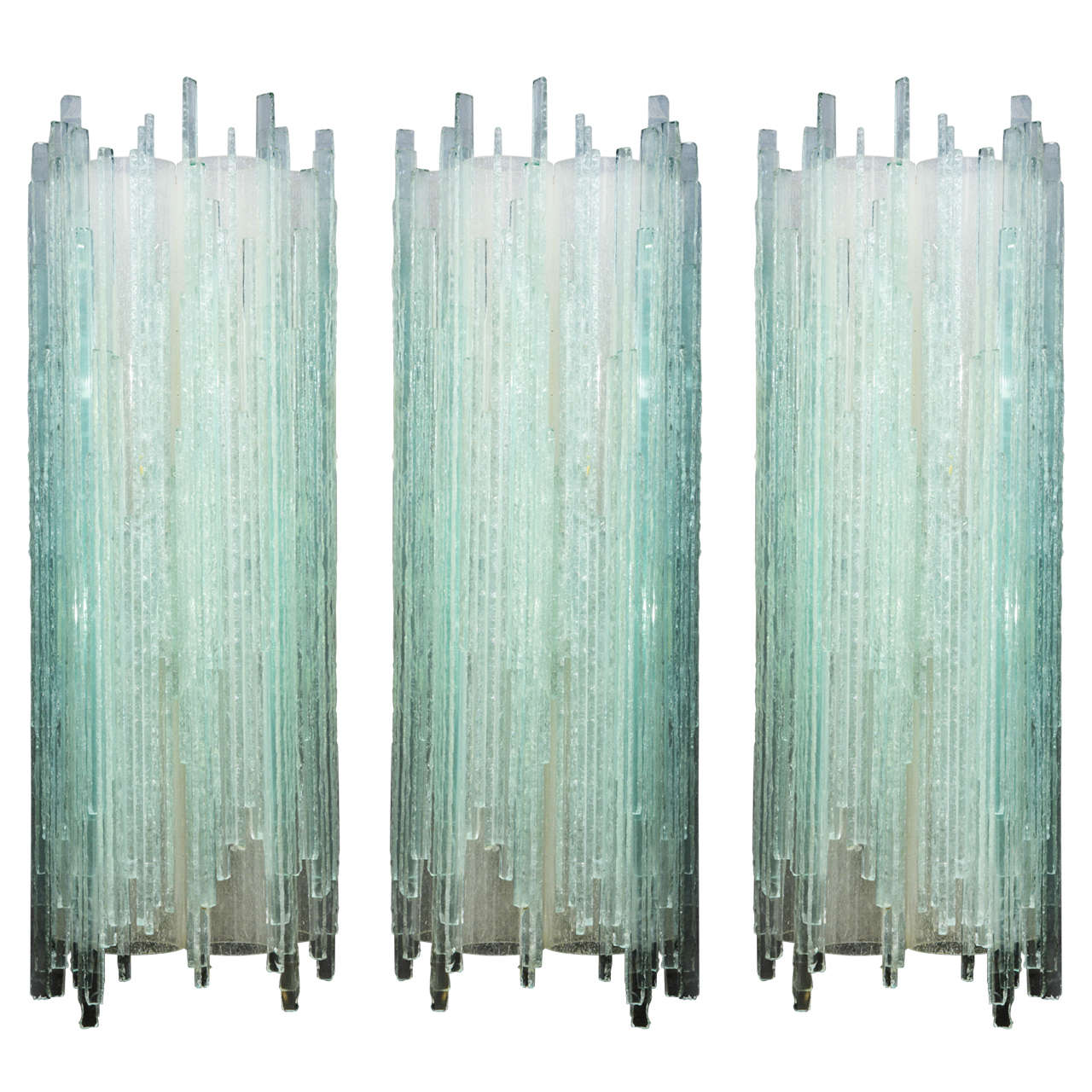 Set of Three Gorgeous Murano Glass Wall Sconces