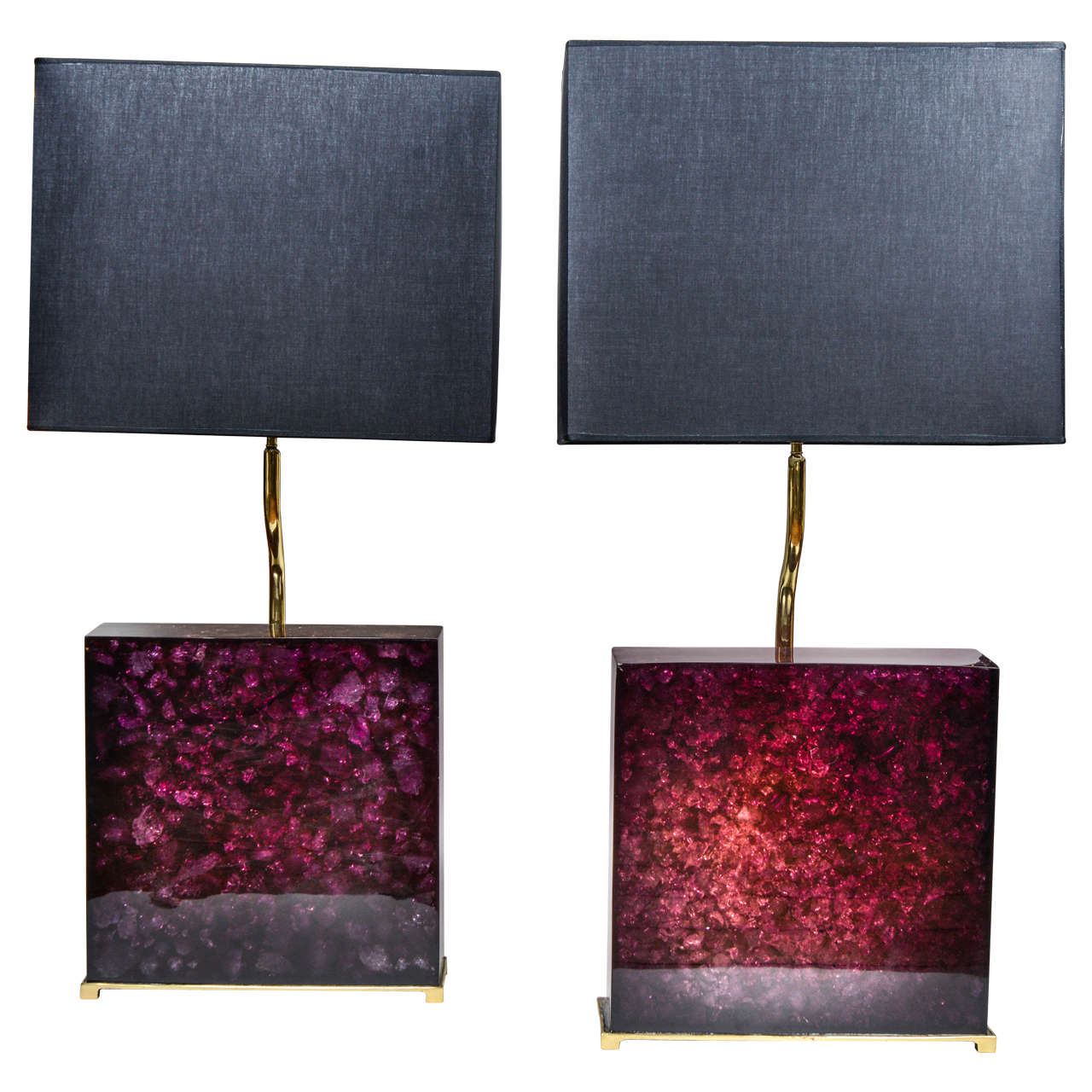 Impressive Pair of Purple Fractal Lamps by Enzo Missoni