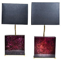 Impressive Pair of Purple Fractal Lamps by Enzo Missoni