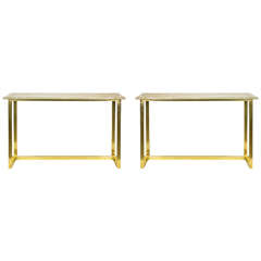 Pair of Console Tables with Top in Murano Glass