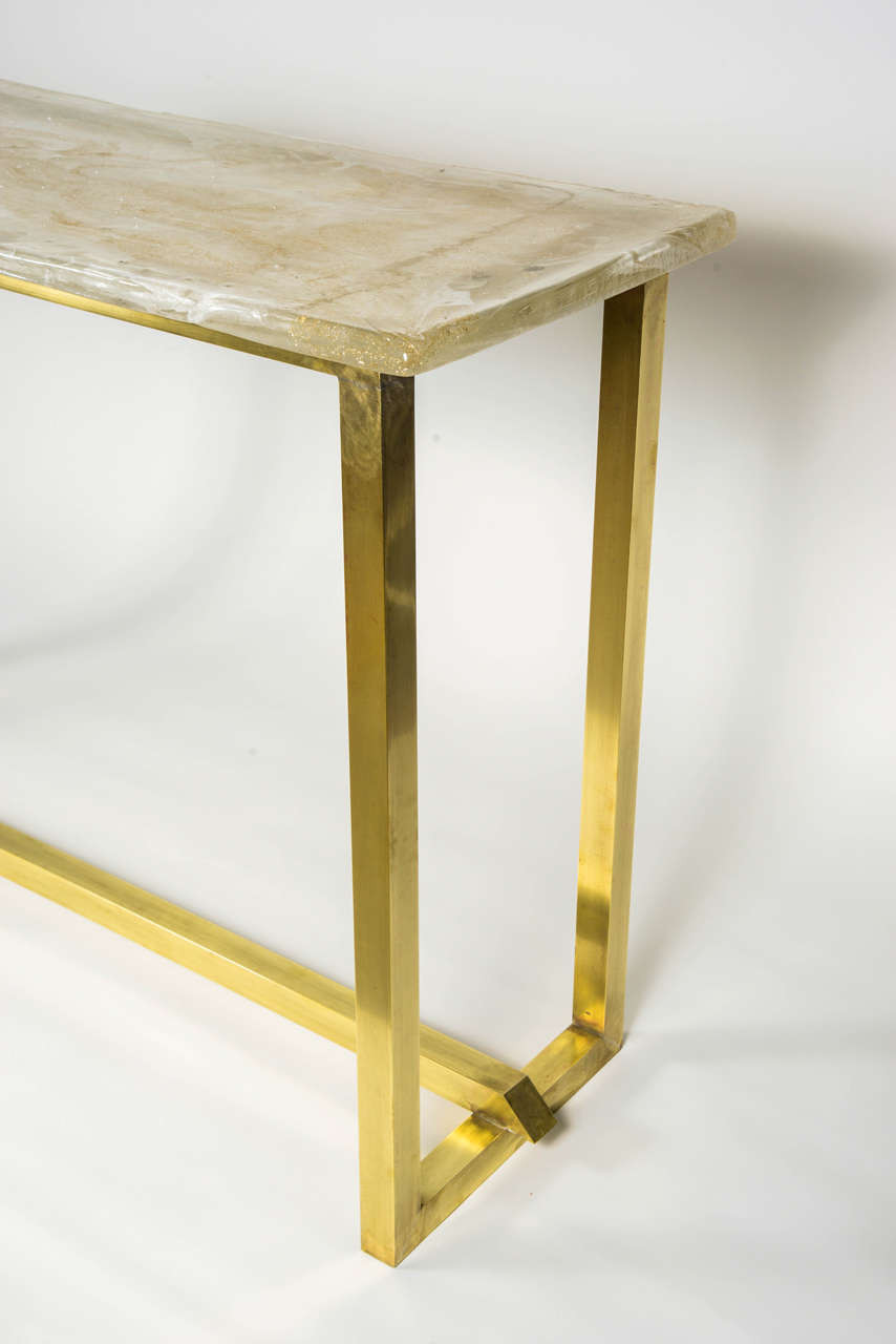 Pair of Console Tables with Top in Murano Glass In Excellent Condition In Saint ouen, FR