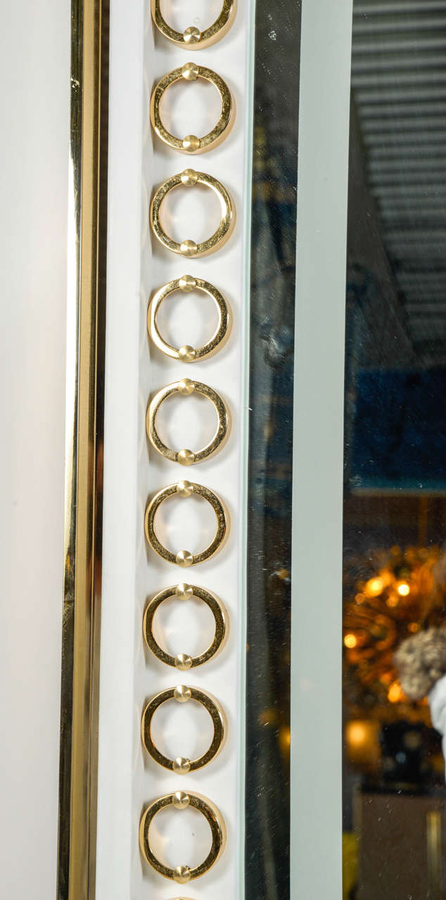 Light Mirror Surrounded with Circles in Brass In Excellent Condition In Saint ouen, FR