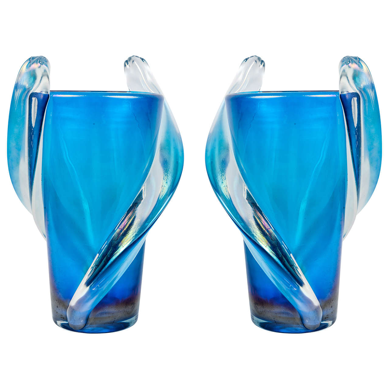 Gorgeous Pair of Vases in Murano Glass Signed by G. Ferro