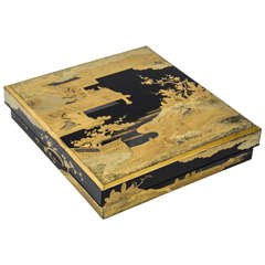 18th Century Black and Gold Japanese Lacquer Suzuribako or Writing Box