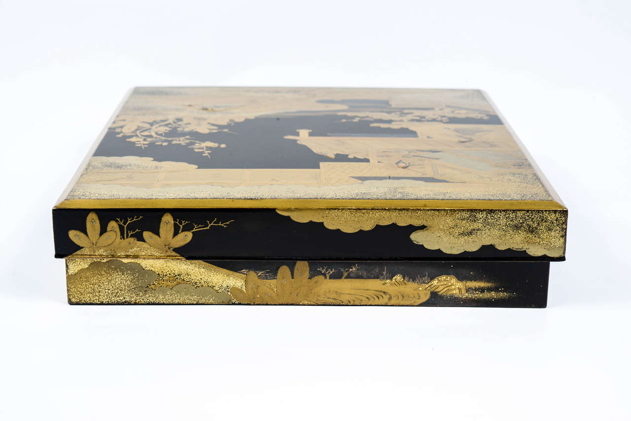 18th Century Black and Gold Japanese Lacquer Suzuribako or Writing Box 2