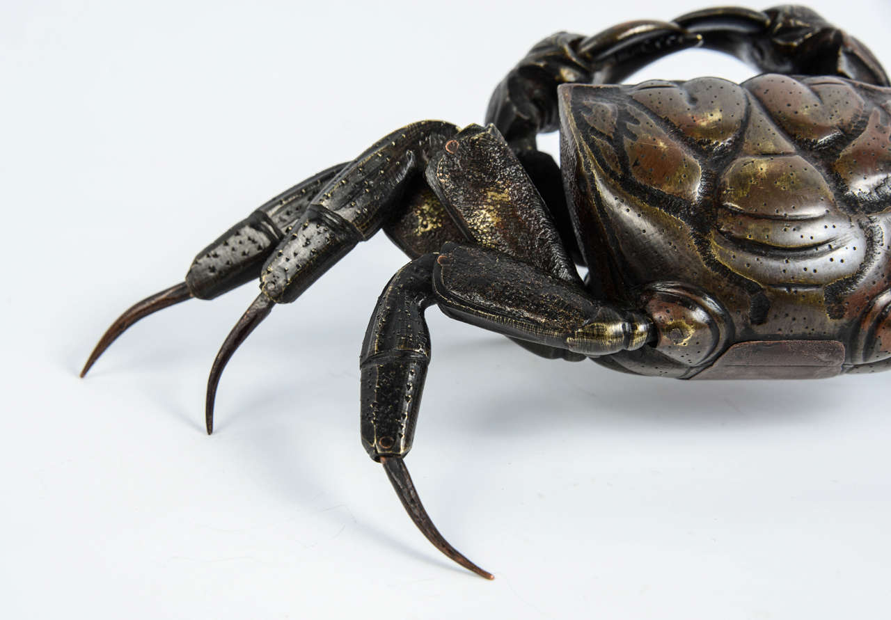 19th Century Articulated Bronze Crab Jizaï, Meiji Period Japan In Excellent Condition In Paris, FR