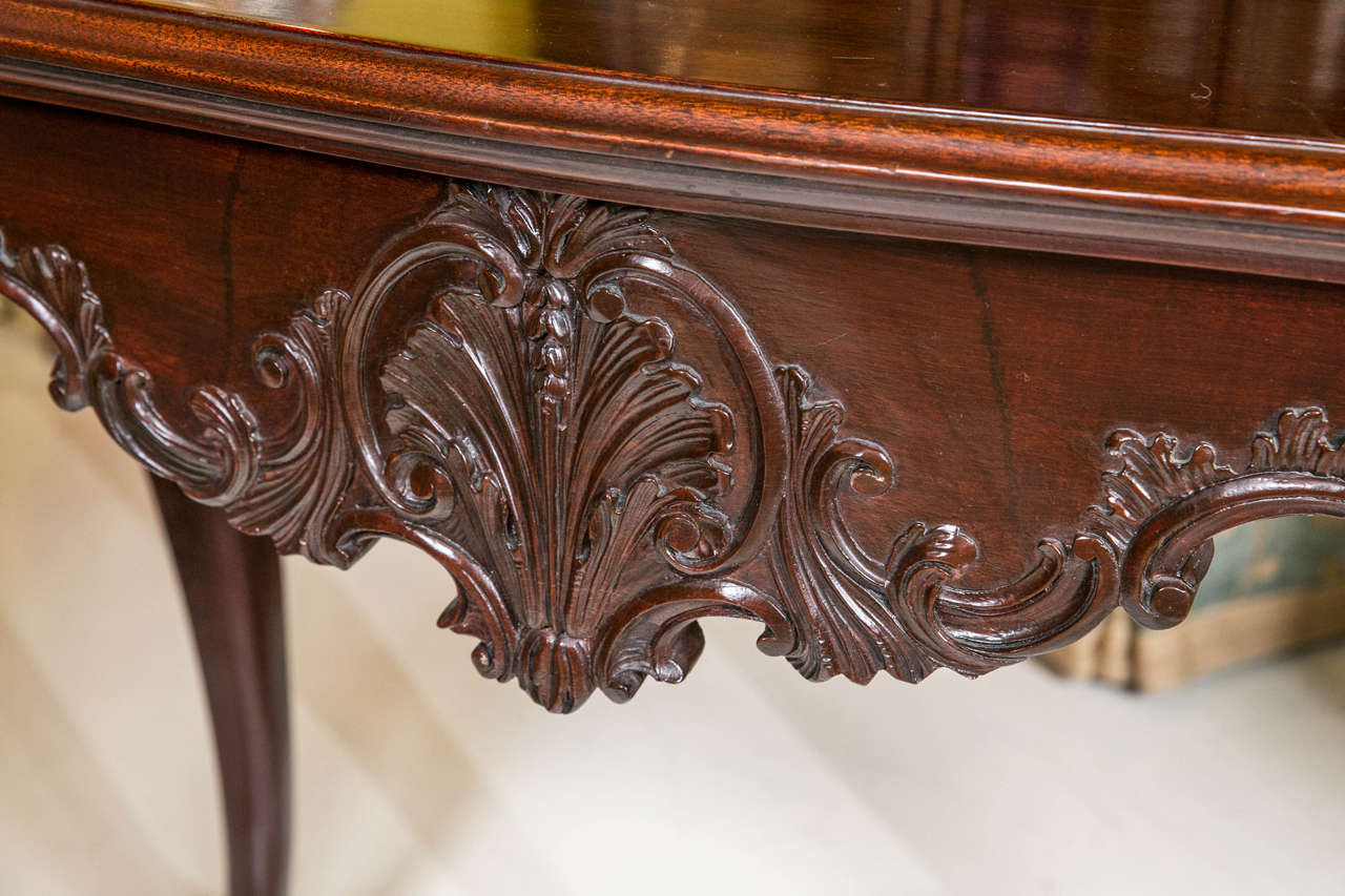 Chinese Chippendale Pair Of English Georgian Style Mahogany Side or Console Tables Finely Carved