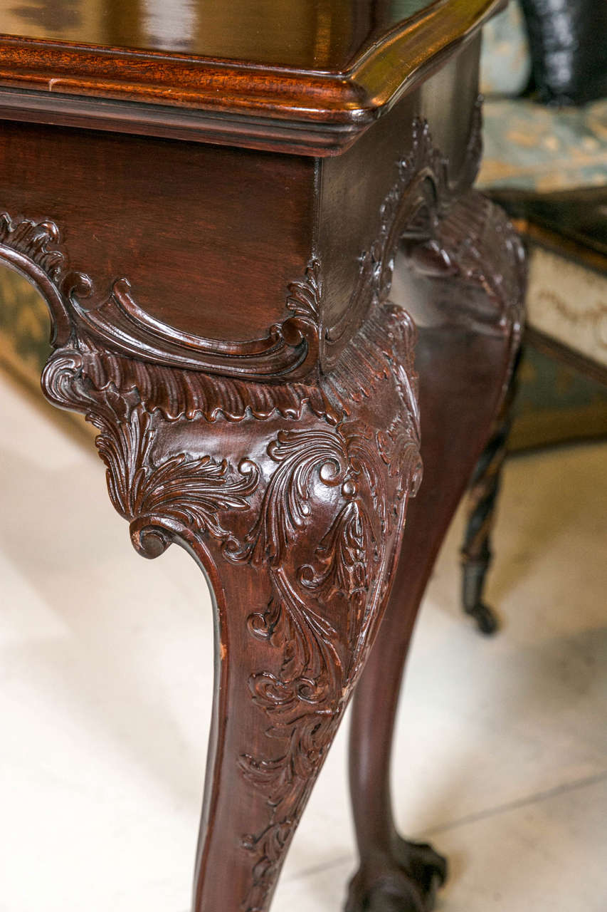 Faeroese Pair Of English Georgian Style Mahogany Side or Console Tables Finely Carved