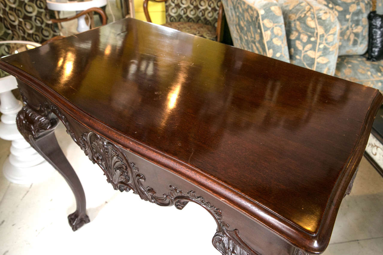 Pair Of English Georgian Style Mahogany Side or Console Tables Finely Carved 1