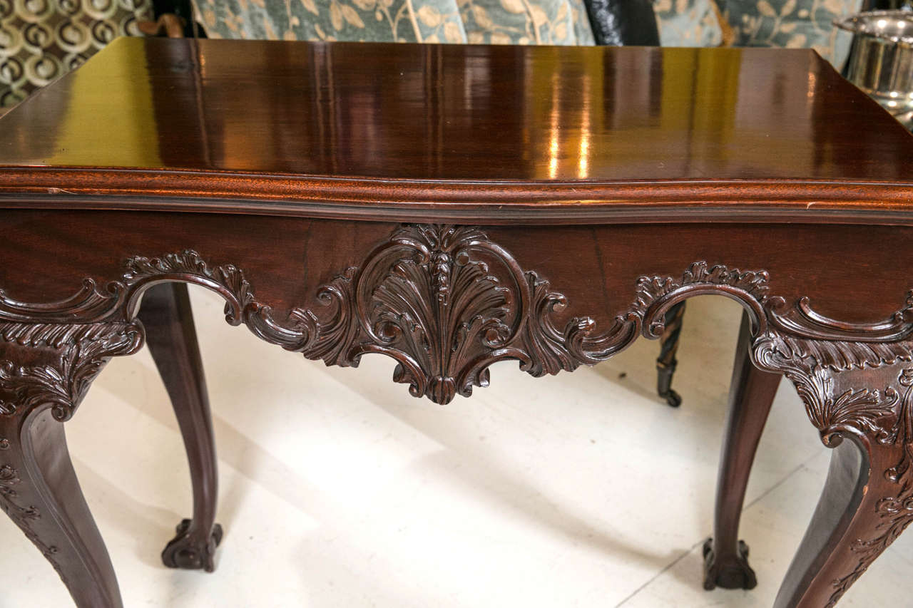 Pair Of English Georgian Style Mahogany Side or Console Tables Finely Carved 2