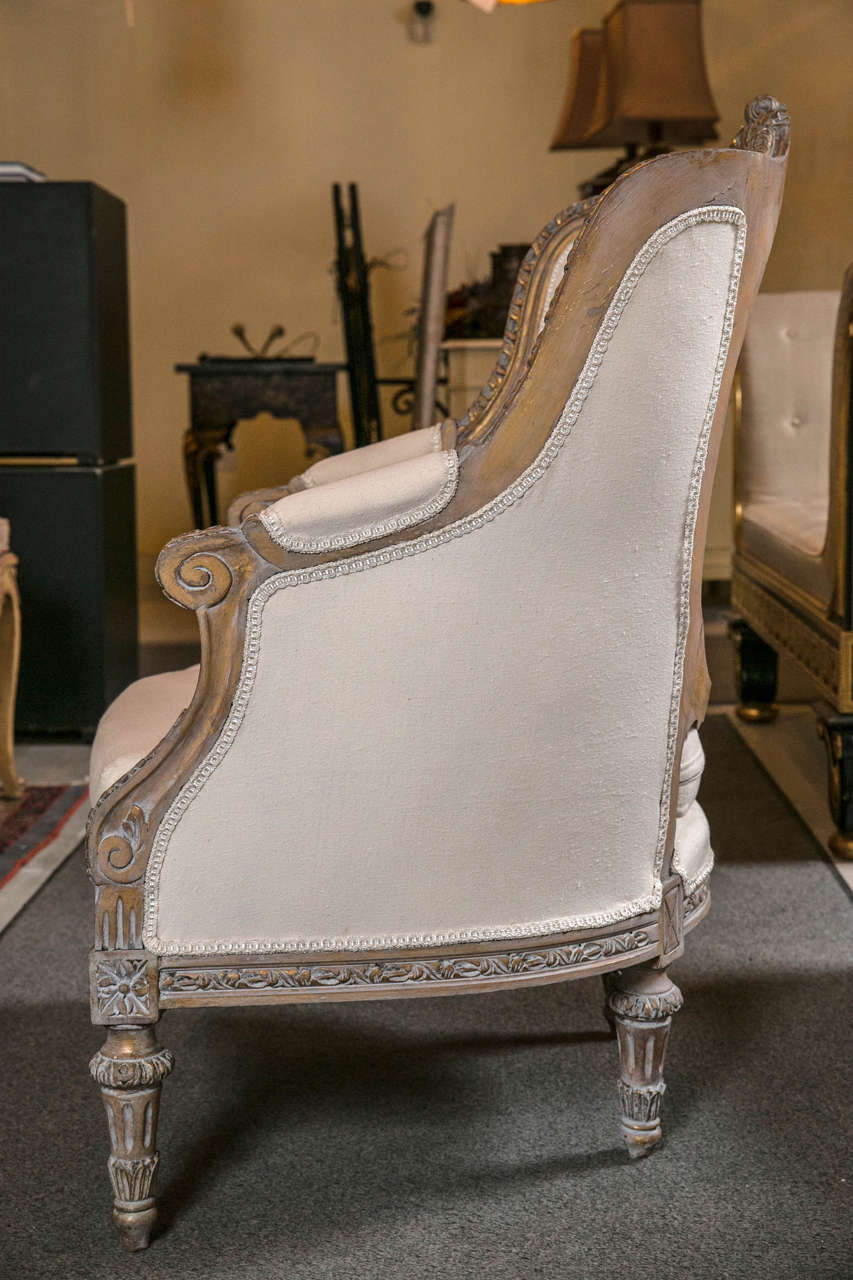 Mid-20th Century Pair of Vintage French Louis XVI Style Bergere Chairs