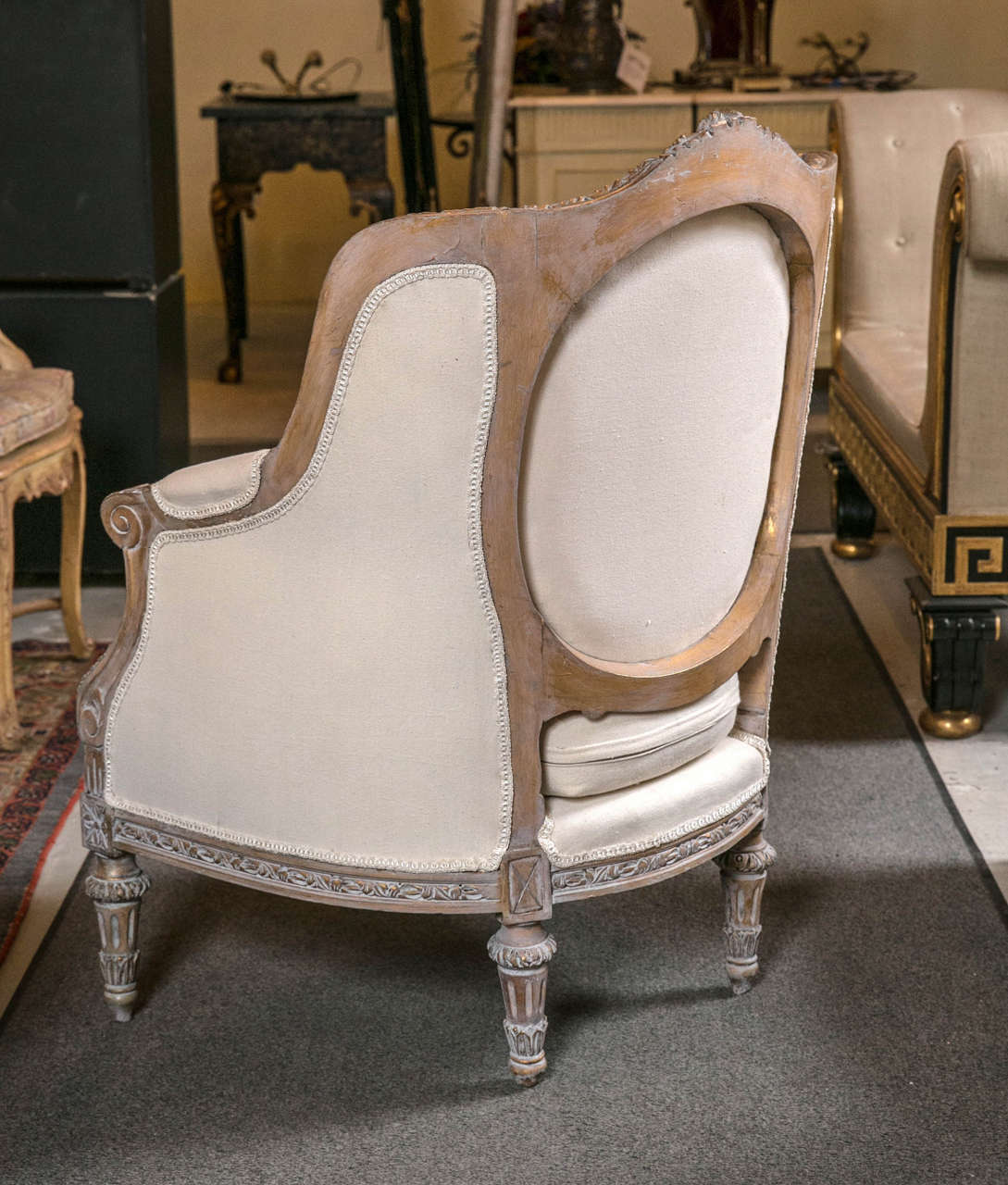 Pair of Vintage French Louis XVI Style Bergere Chairs 1