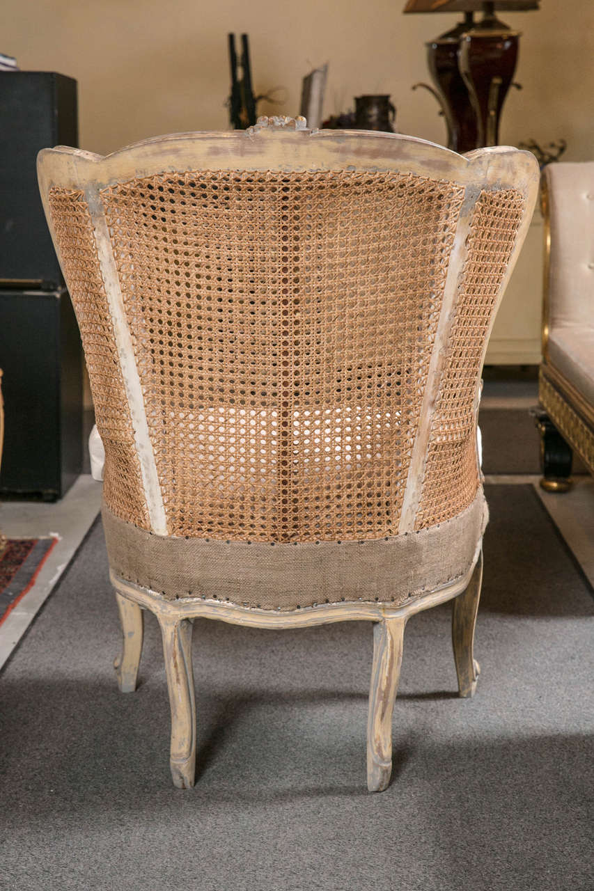Pair of French Louis XV Style Wingback Caned Bergère Chairs 2