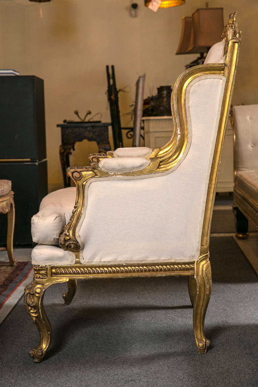 Pair of French Louis XV Style Wingback Bergère Chairs 3