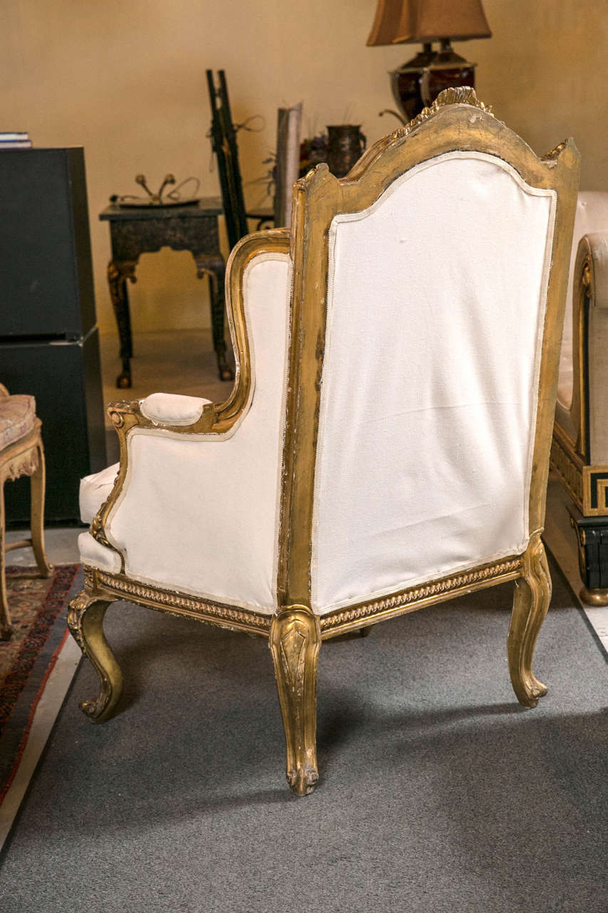 Pair of French Louis XV Style Wingback Bergère Chairs 6