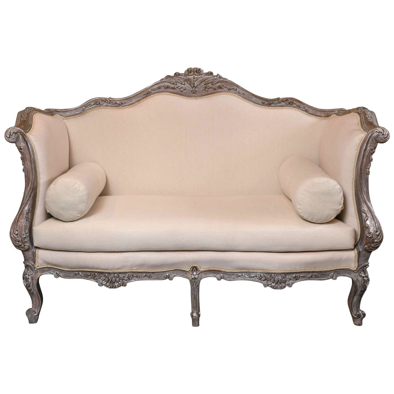 French Silver Gilt Rococo Style Settee