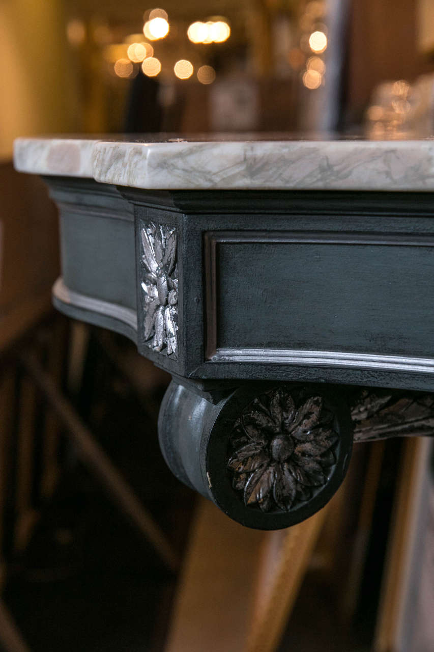Hollywood Regency Demilune Marble-Top Console Table In Good Condition In Stamford, CT
