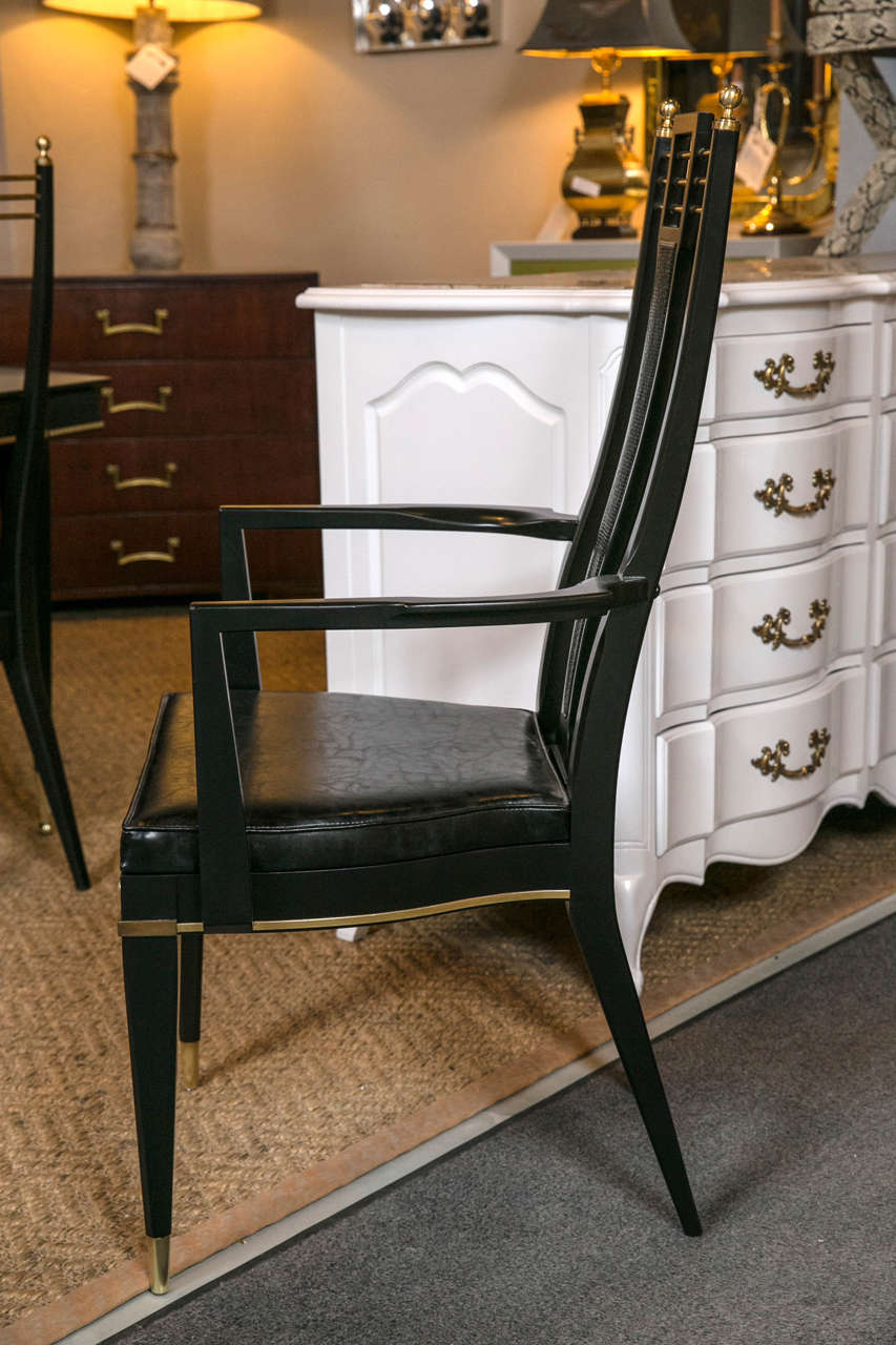 Set of Six Maison Jansen Style Bronze-Mounted Dining Chairs 2