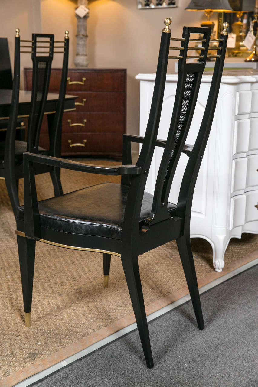 Set of Six Maison Jansen Style Bronze-Mounted Dining Chairs 3