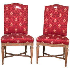 Pair of French Louis XVI Style Side Chairs by Maison Jansen Distressed Walnut