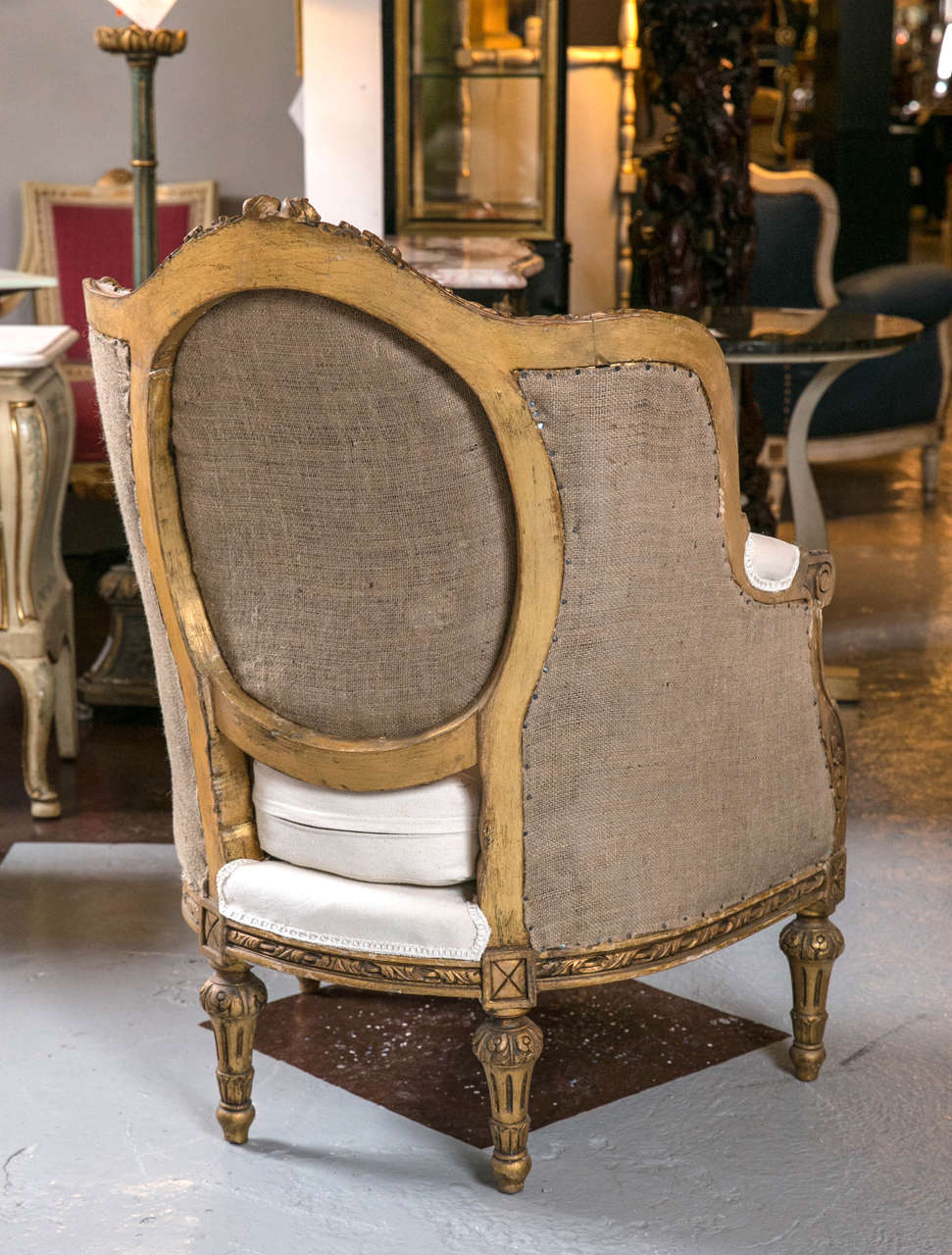 Pair of French Louis XVI Style Bergère Chairs 4